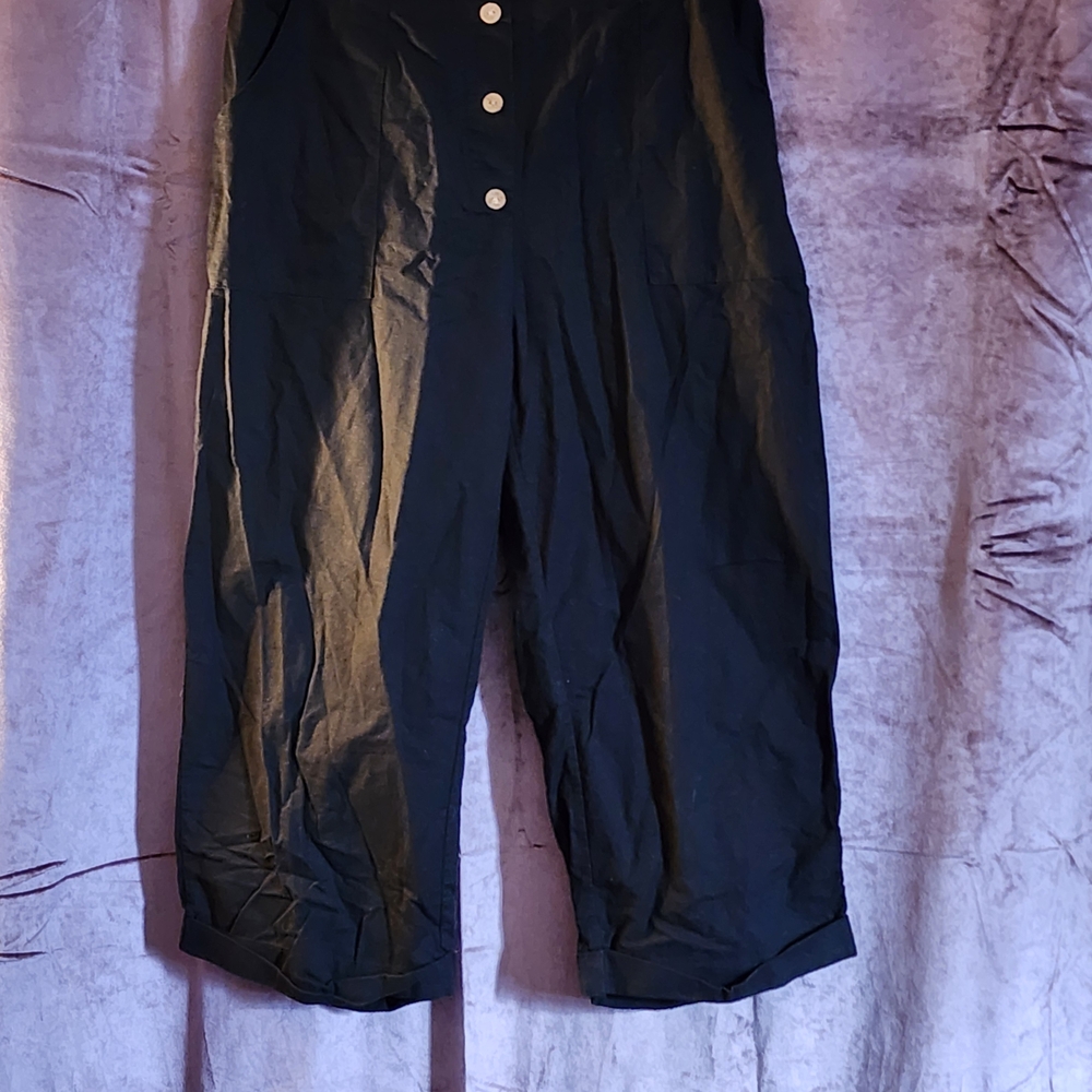 Women's Black Cropped Wide Leg Pant